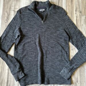 Ike Behar Men’s 1/4 Zip Knit Sweater Cotton in Heather Black Gray Size Large